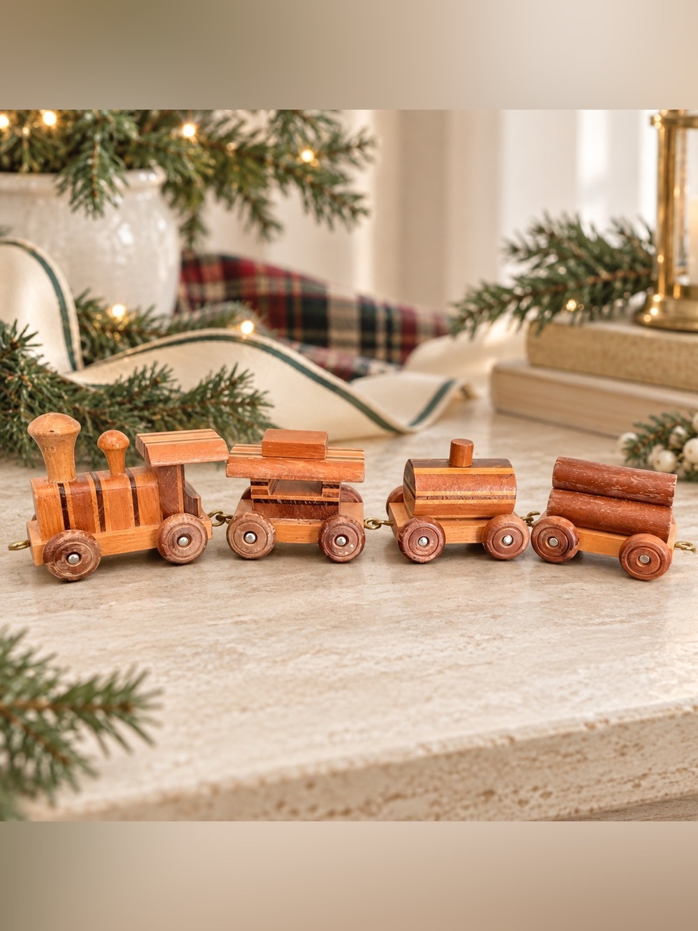 Wooden Toy Train Set